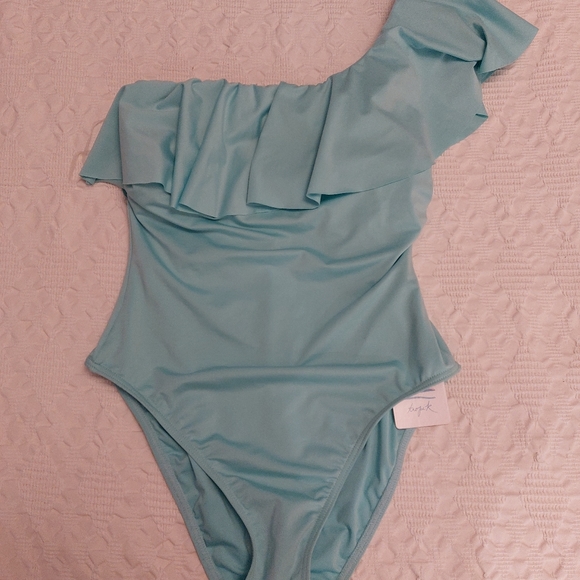 Tropik Mint Green One Shoulder Ruffle Swimsuit NWT - Picture 7 of 10
